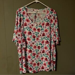 ANDREE BY UNIT floral Ruffled Blouse size 2x